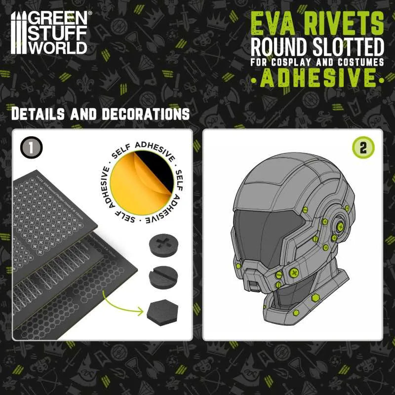 Adhesive EVA round slotted rivets 2mm
