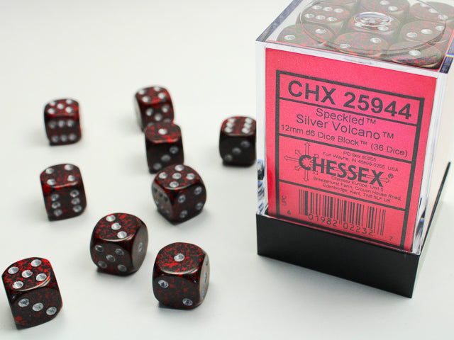 Speckled 12mm d6 Dice Block - Silver Volcano