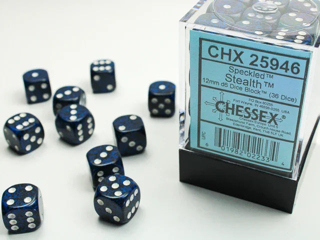 Speckled 12mm d6 Dice Block - Stealth