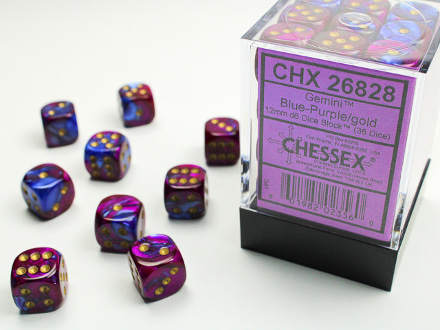 Gemini 12mm d6 Dice Block - Blue-Purple/gold