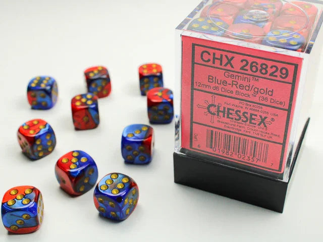 Gemini 12mm d6 Dice Block - Blue-Red/gold