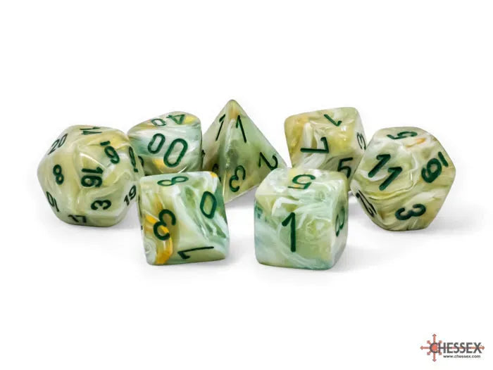 Marble Mega-hedral Green/dark green 7-Die Set