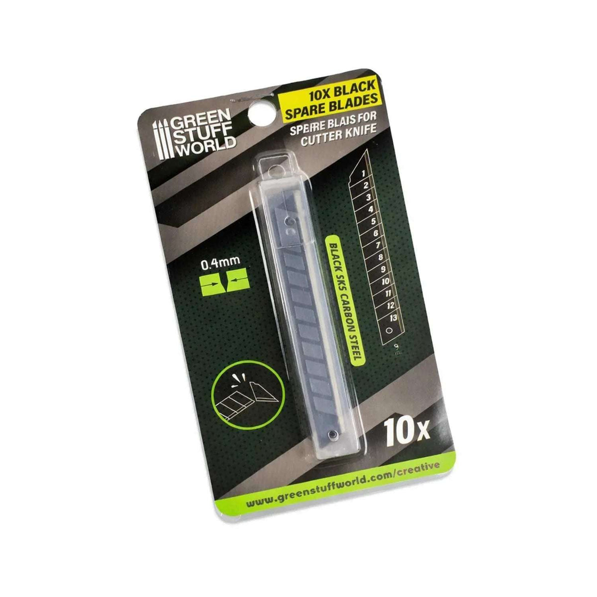 10x Black spare blades 9mm