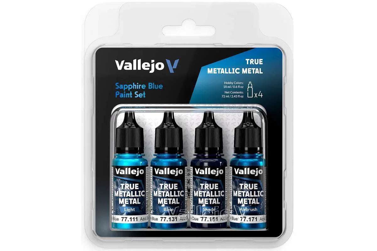 Vallejo True Metallic Metal set Sapphire Blue 4x18ml