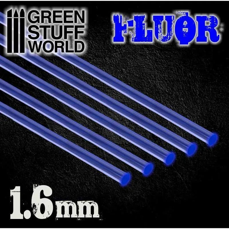 5x Acrylic Rods - Round 1.6 mm Fluor BLUE - ZZGames.dk