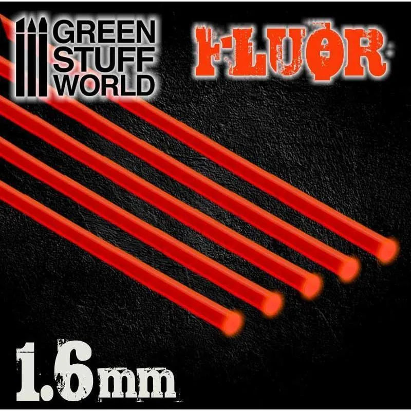 5x Acrylic Rods - Round 1.6 mm Fluor RED-ORANGE - ZZGames.dk