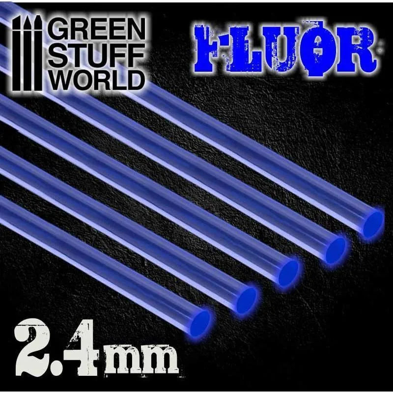 5x Acrylic Rods - Round 2.4 mm Fluor BLUE - ZZGames.dk