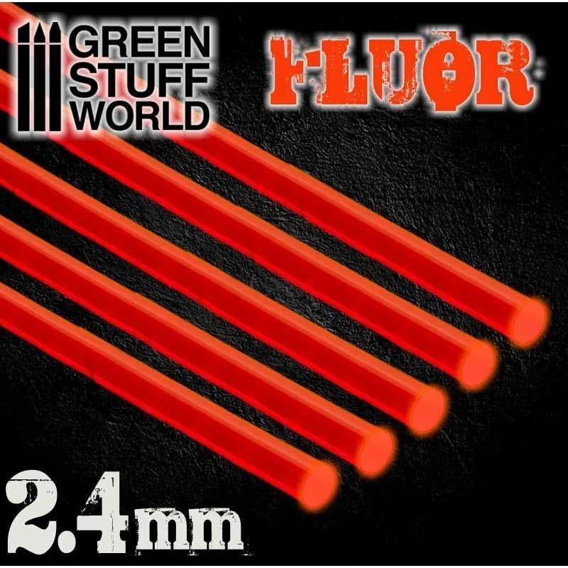 5x Acrylic Rods - Round 2.4 mm Fluor RED-ORANGE - ZZGames.dk