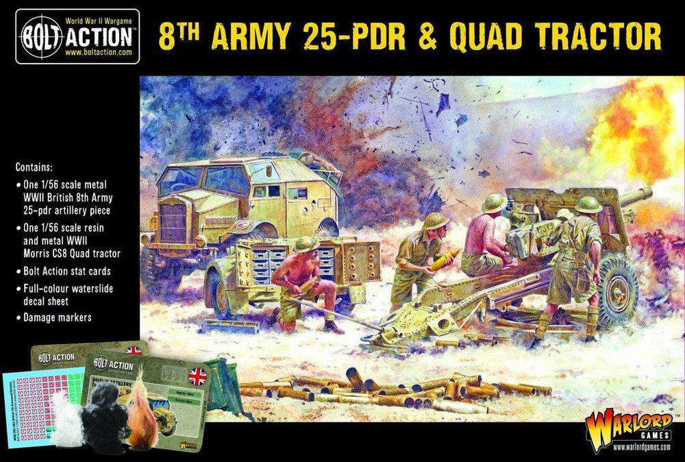 8th Army 25 Pounder Light Artillery, Quad & Limber - ZZGames.dk
