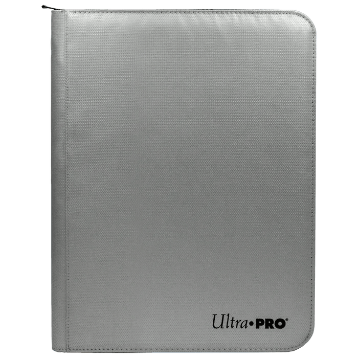 9-Pocket Zippered PRO-Binder: Silver Made With Fire Resistant Materials - ZZGames.dk