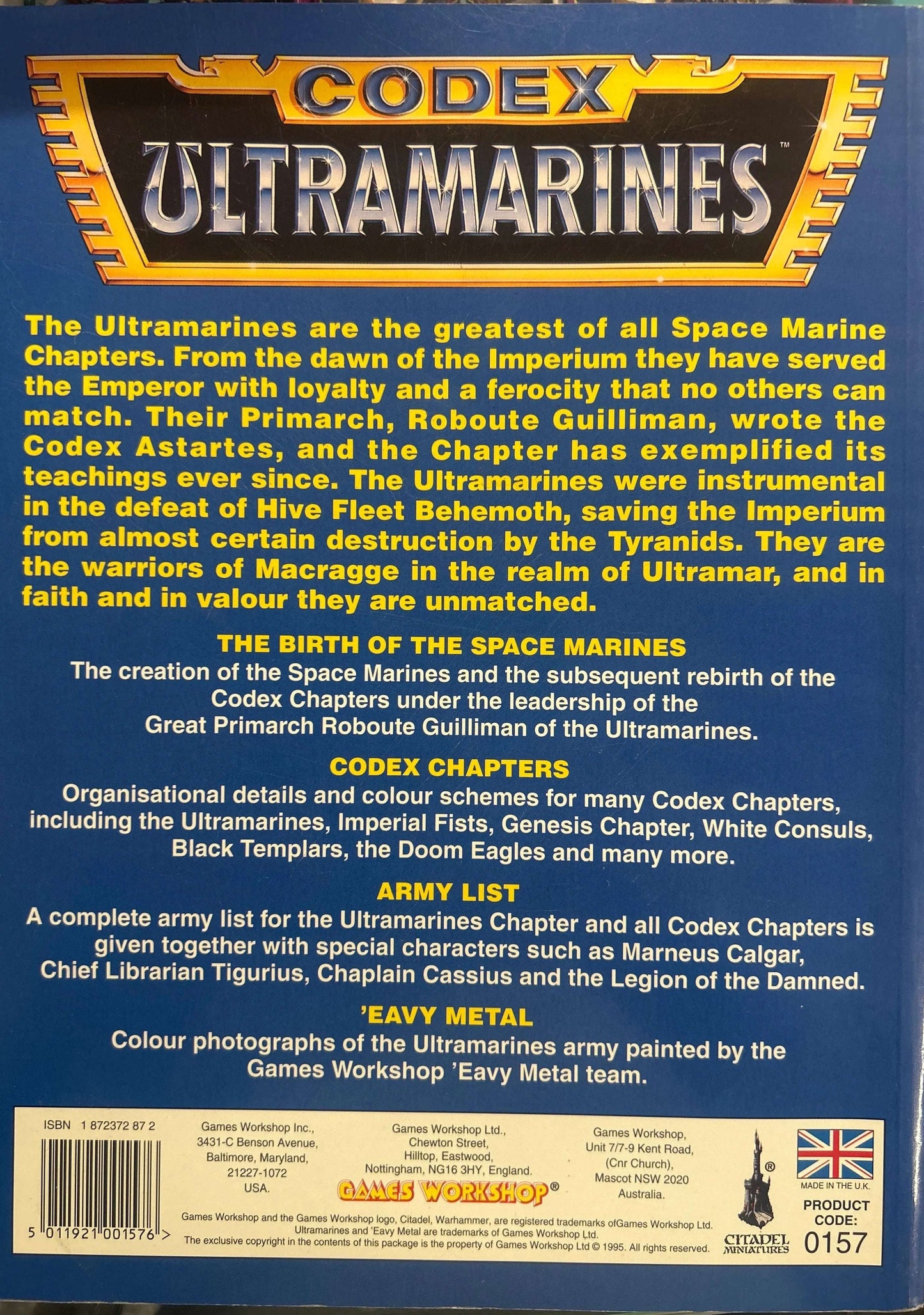 Codex Ultramarines Second Edition 1995