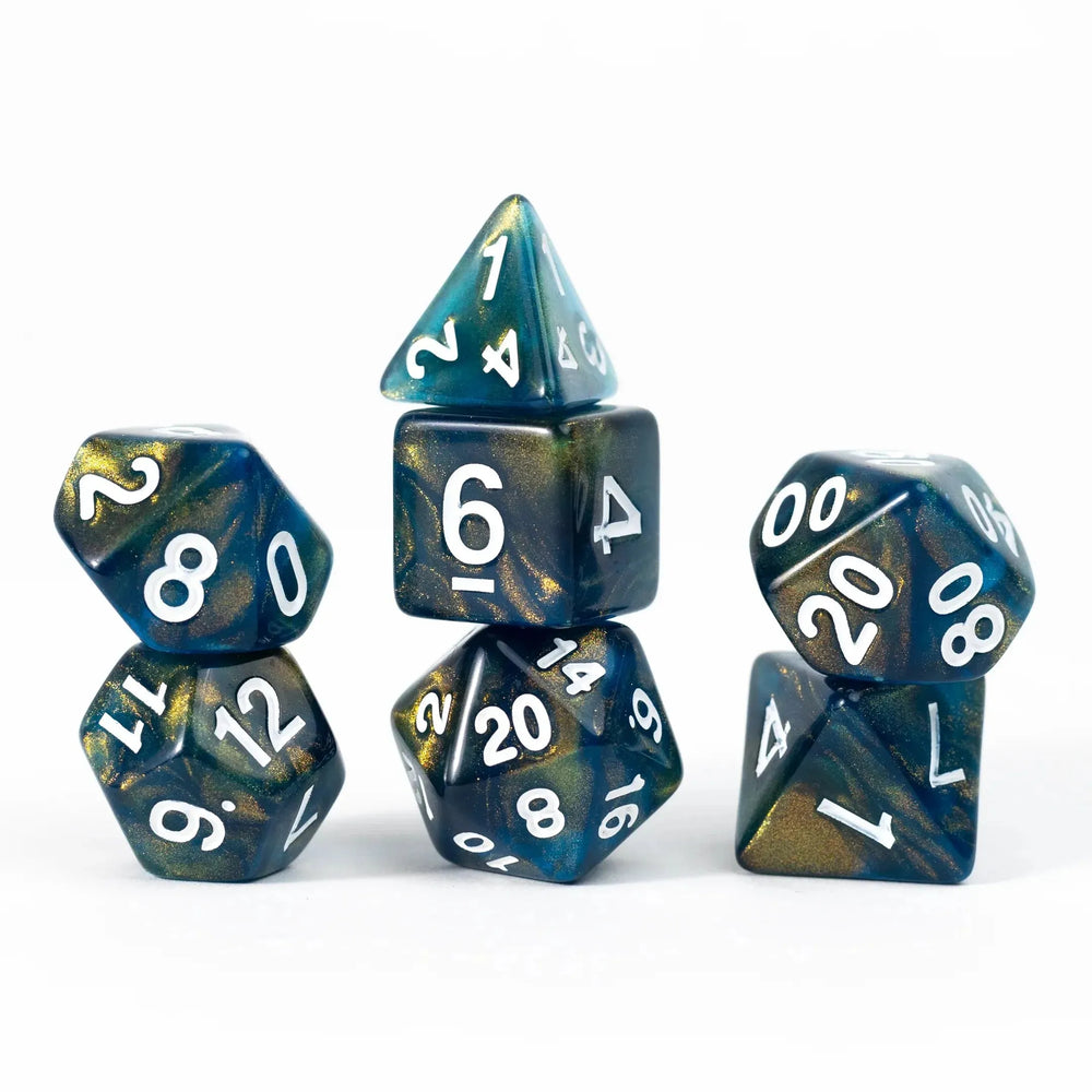 Unearthed Treasure Onyx 7-Piece Polyhedral RPG Dice Set