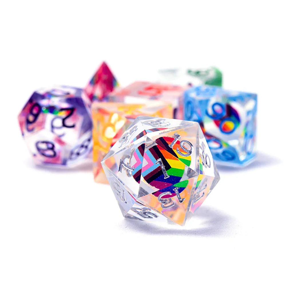 Dungeons & Dragons Progress Pride 7-Piece Polyhedral RPG Dice Set [Sharp Edge]