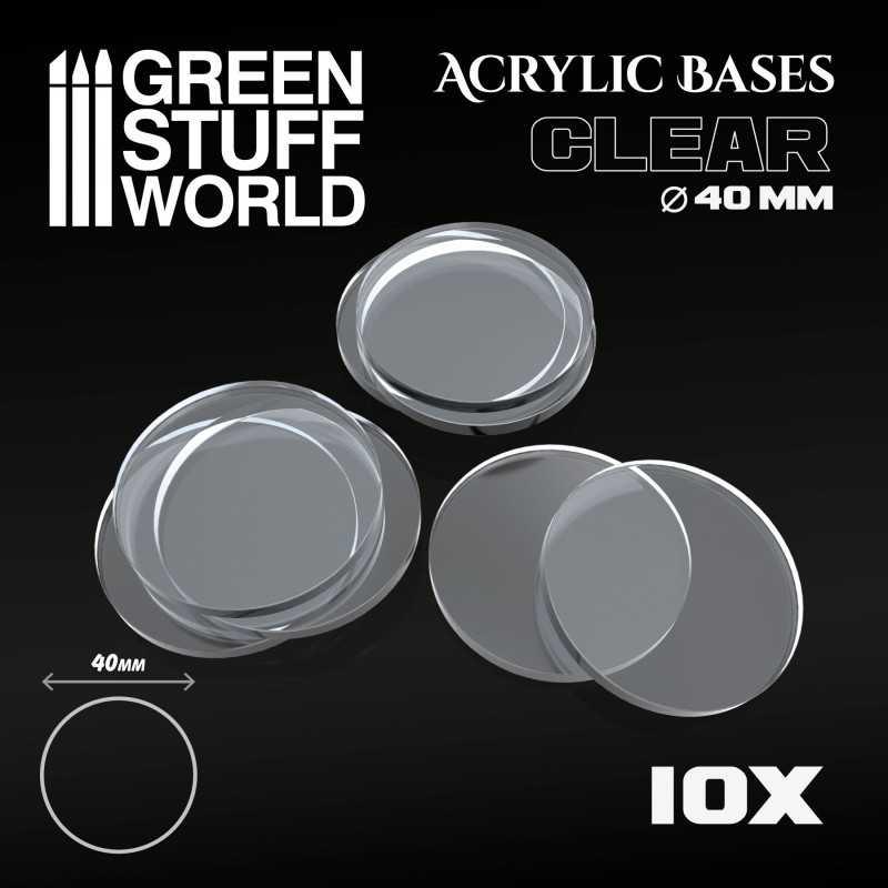 Acrylic Bases - Round 40mm x10 CLEAR - ZZGames.dk