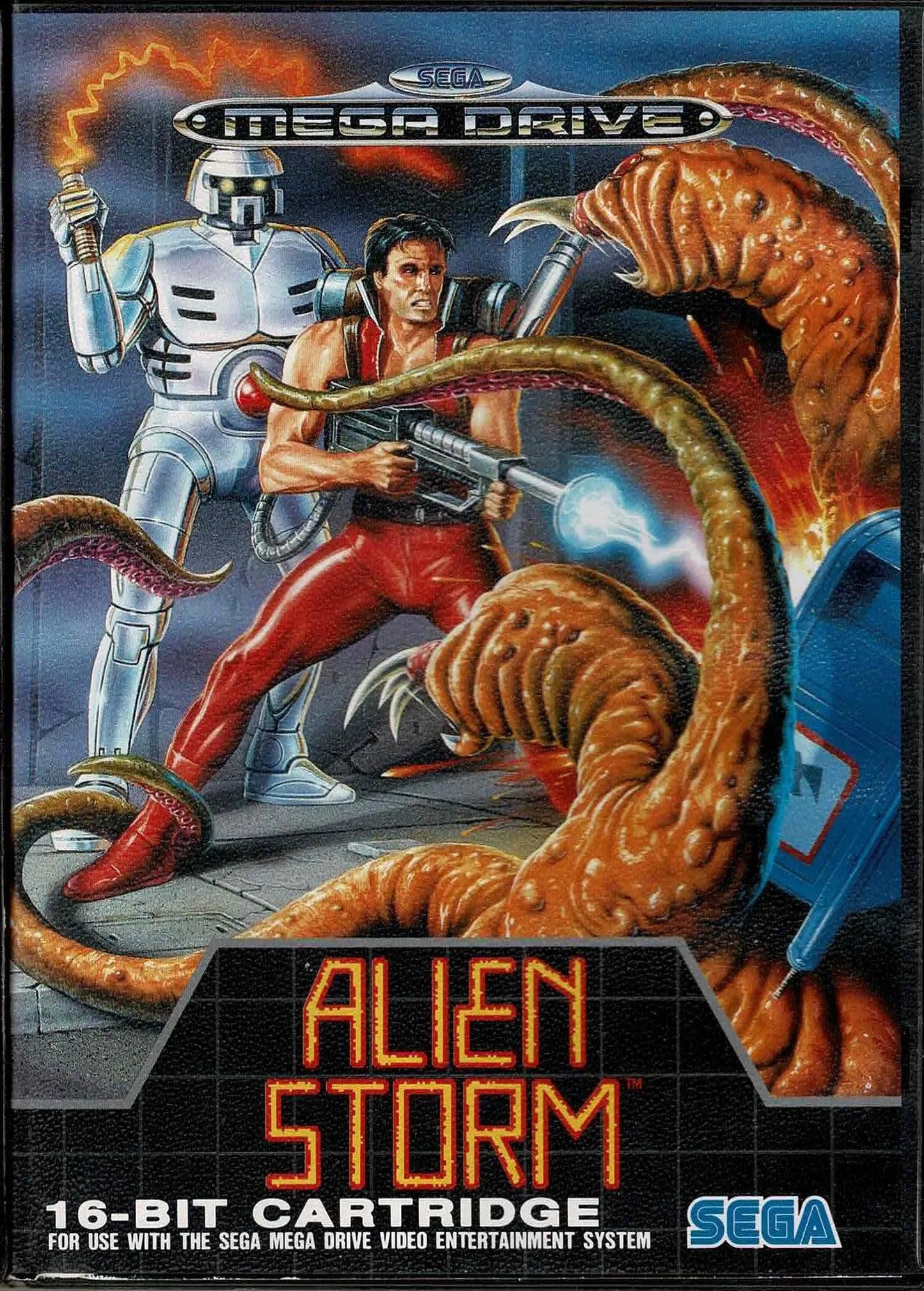Alien Storm (slidt label på cart) - ZZGames.dk