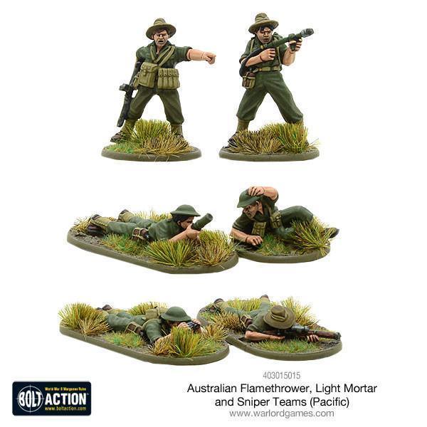 Australian Flamethrower, Light mortar and Sniper teams - ZZGames.dk