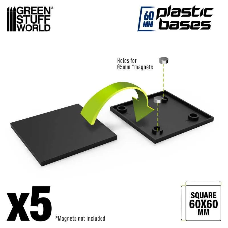 Plastic Bases - Square 60x60mm x5 – ZZGames.dk