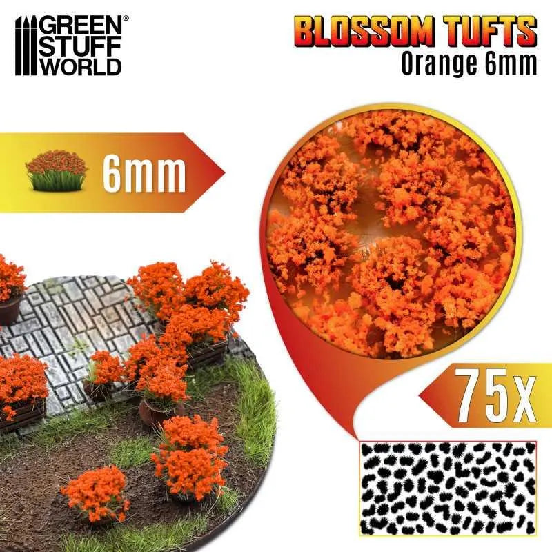 Blossom TUFTs 6mm - ORANGE FLOWERS x75 - ZZGames.dk