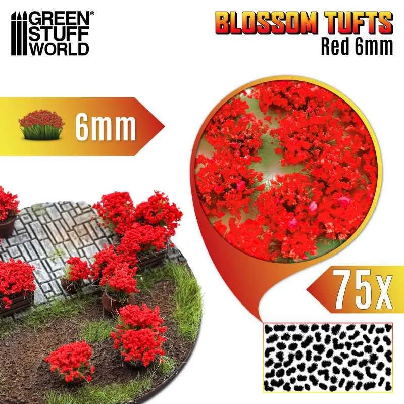 Blossom TUFTs 6mm - RED FLOWERS x75 - ZZGames.dk