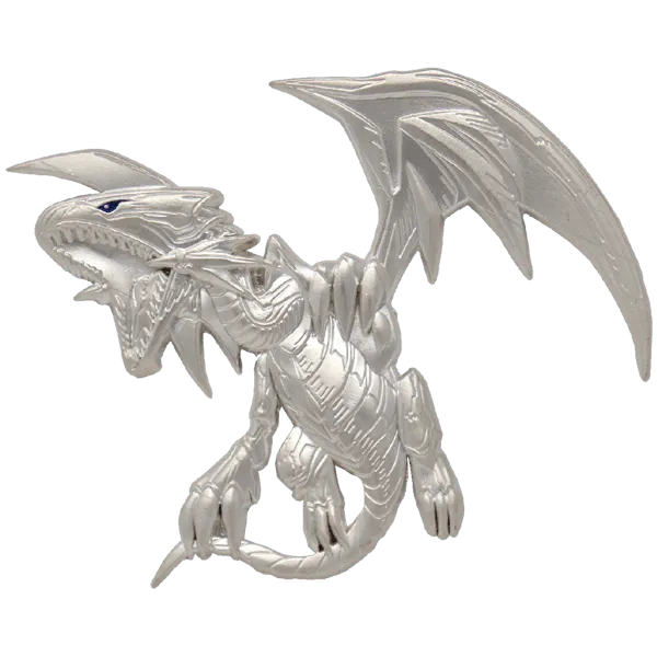 Blue Eyes White Dragon Silver Plated XL Premium Pin Badge - ZZGames.dk
