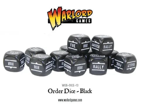 Bolt Action Orders Dice - Black (12) - ZZGames.dk