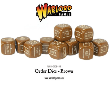 Bolt Action Orders Dice - Brown (12) - ZZGames.dk