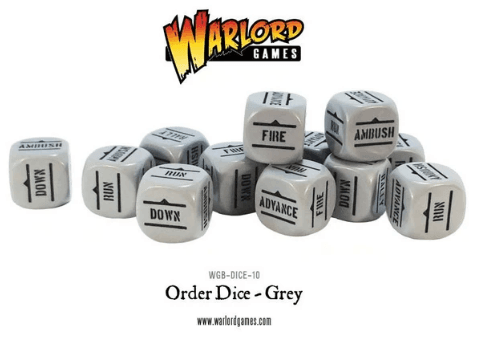 Bolt Action Orders Dice - Grey (12) - ZZGames.dk