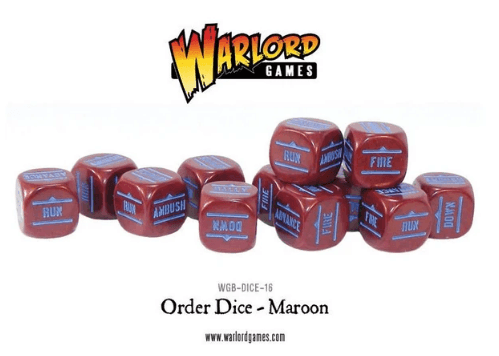 Bolt Action Orders Dice - Maroon (12) - ZZGames.dk