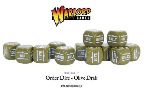 Bolt Action Orders Dice - Olive Drab (12) - ZZGames.dk