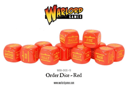 Bolt Action Orders Dice - Red (12) - ZZGames.dk