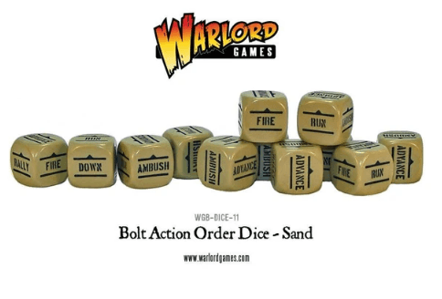 Bolt Action Orders Dice - Sand (12) - ZZGames.dk