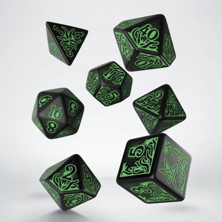 Call of Cthulhu 7th Edition - Black & Green Dice Set (7) - ZZGames.dk