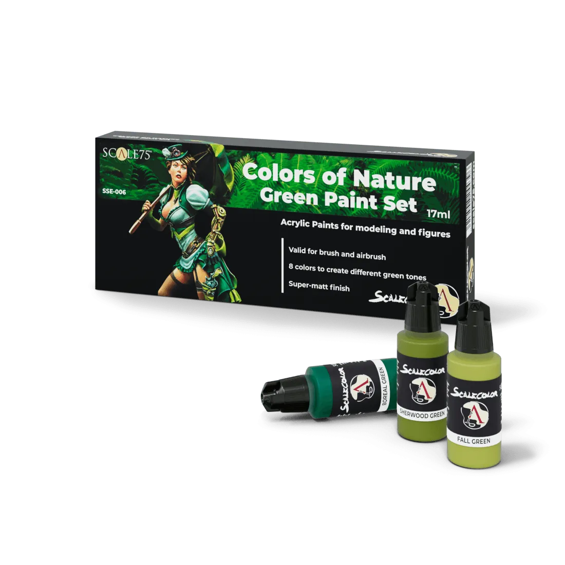 Colors Of Nature Green Paint Set (8x17ml) - ZZGames.dk