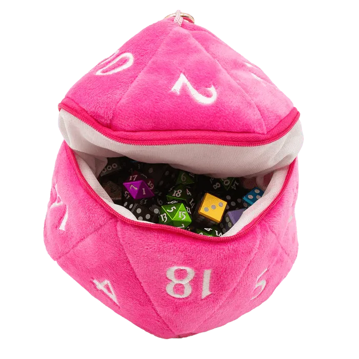 D20 Plush Dice Bag Hot Pink - ZZGames.dk