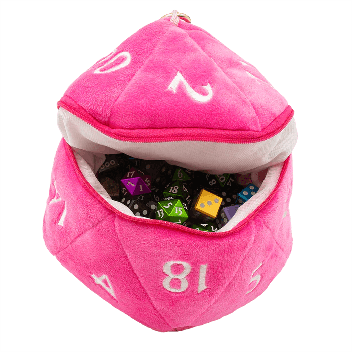 D20 Plush Dice Bag Hot Pink - ZZGames.dk