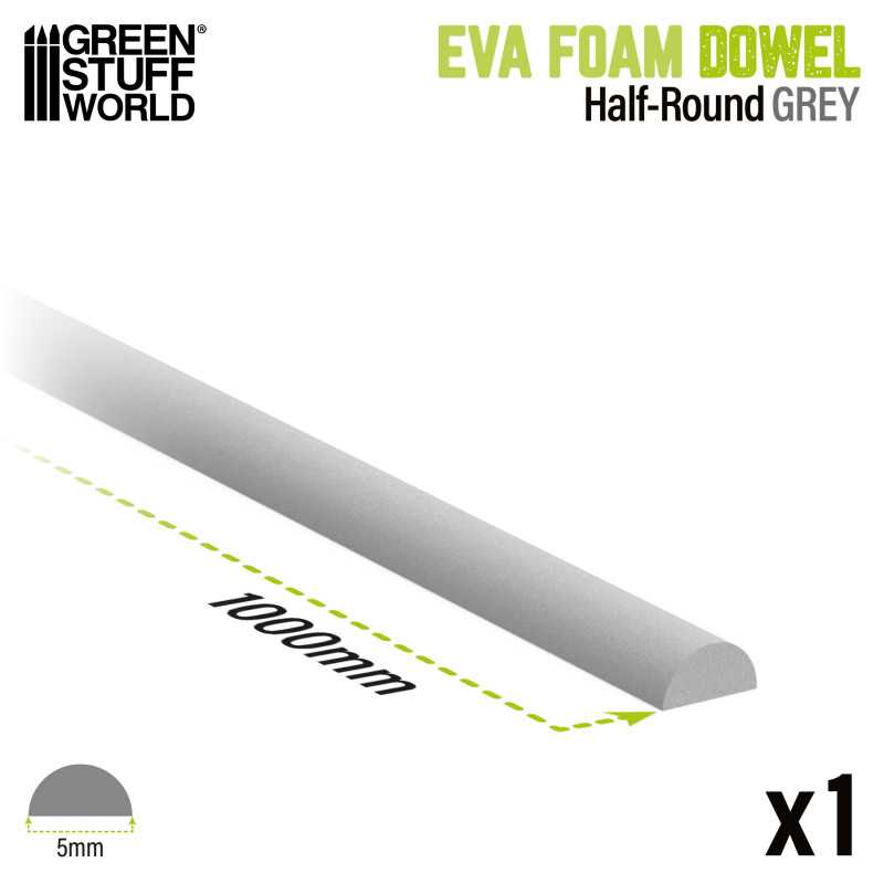 EVA foam dowels - Half Round 5mm