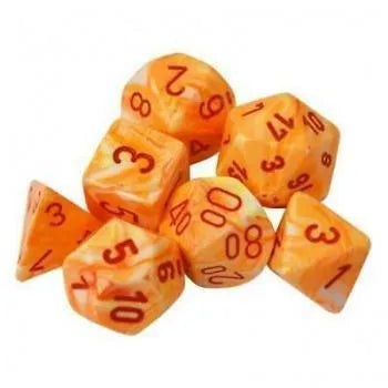 Festive Polyhedral 7-Die Set - Sunburst w/red - ZZGames.dk