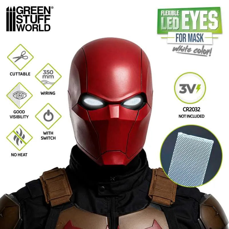 Flexible LED eyes for mask - White