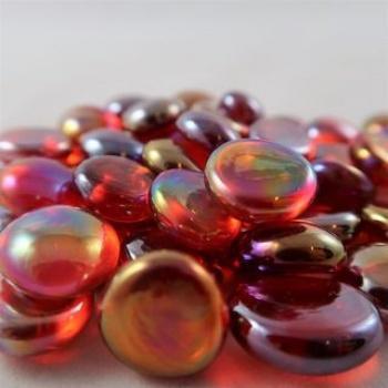 Gaming Glass Stones in Tube - Iridized Crystal Red (40) - ZZGames.dk