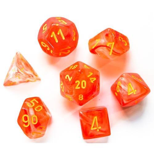 Ghostly Glow 7-Die Set - Orange/Yellow - ZZGames.dk