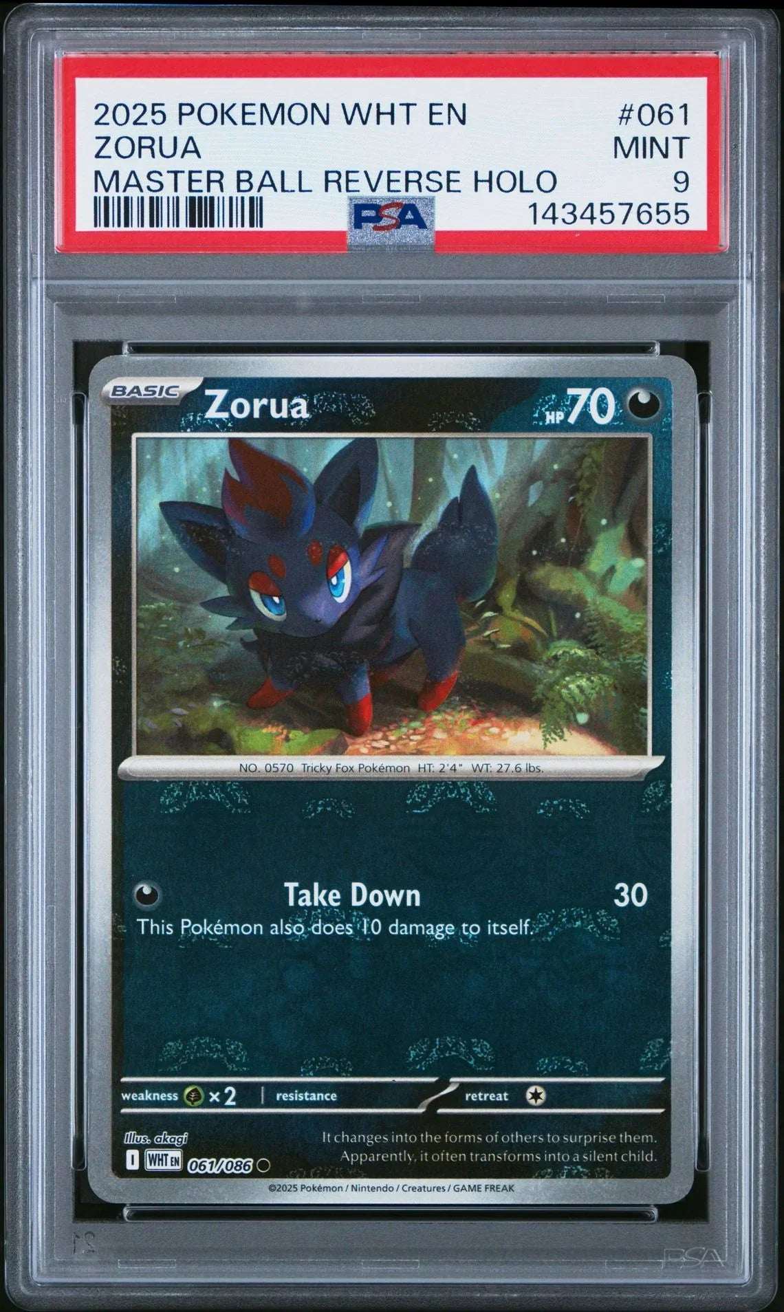Pokémon White Flare Master Ball Reverse Holo – Zorua #061