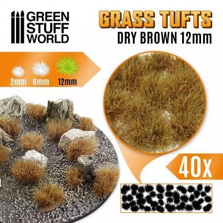 Grass TUFTs 12mm - DRY BROWN x40 - ZZGames.dk