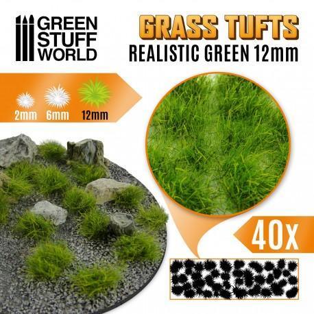 Grass TUFTs 12mm - REALISTIC GREEN x40 - ZZGames.dk