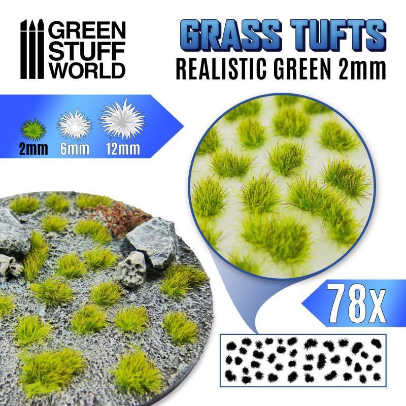 Grass TUFTs 2mm - REALISTIC GREEN - ZZGames.dk