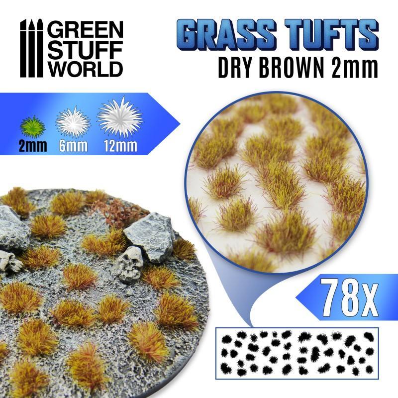 Grass TUFTS - 2mm self-adhesive - Dry Brown - ZZGames.dk