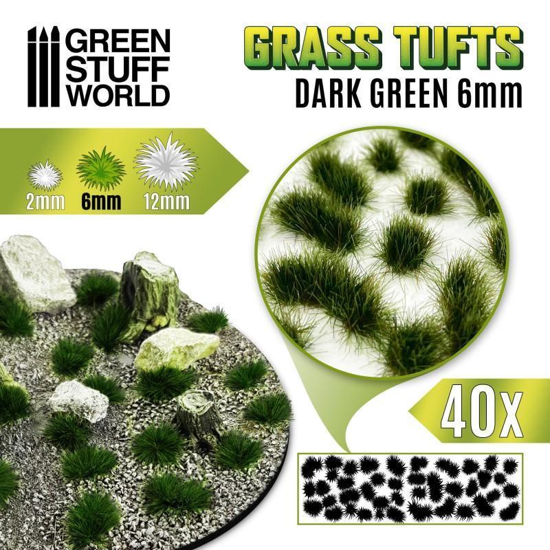 Grass TUFTs 6mm - DARK GREEN x40 - ZZGames.dk