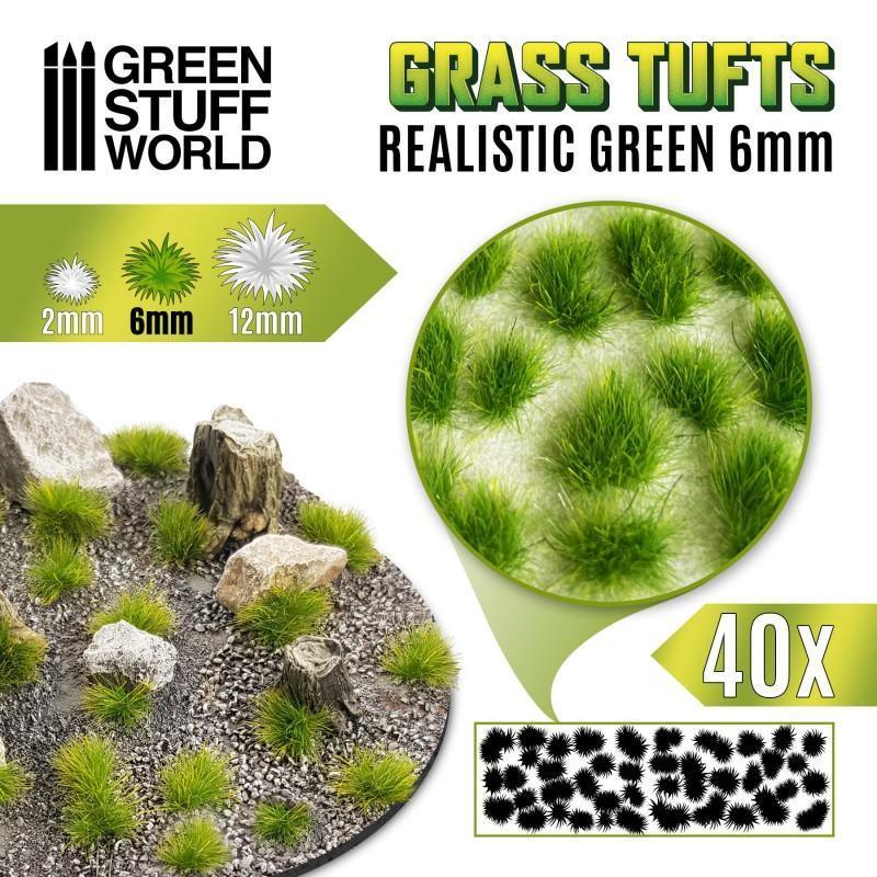 Grass TUFTs 6mm - REALISTIC GREEN x40 - ZZGames.dk