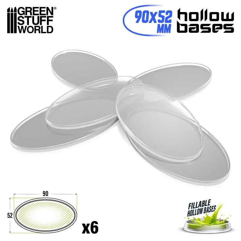 Hollow Plastic Bases - Transparent Oval 90x52mm x6