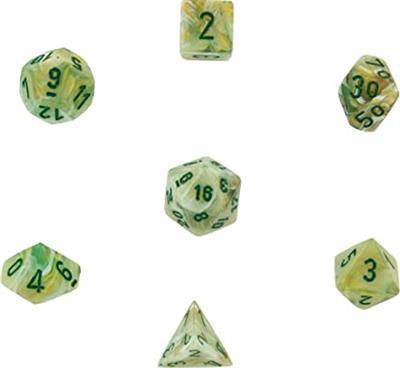 Marble Polyhedral 7-Die Set - Green/Dark Green - ZZGames.dk