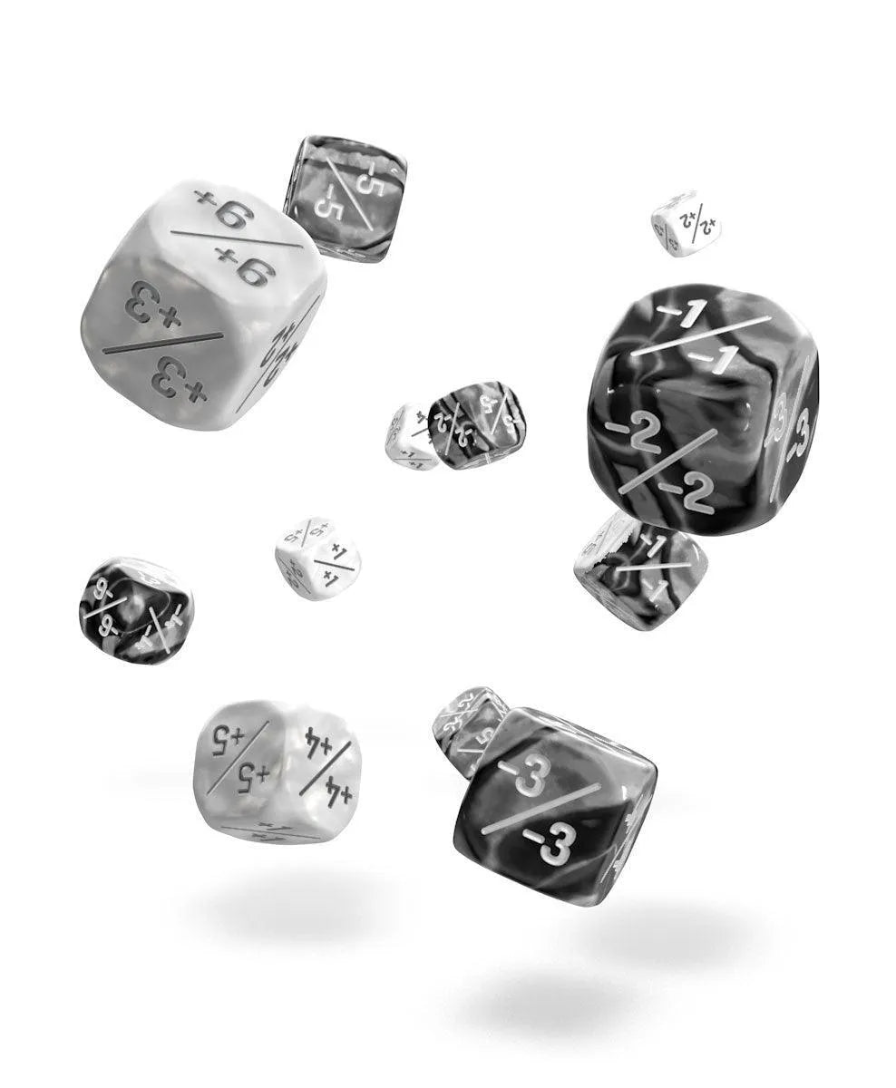 MARBLE/GEMIDICE: Positive & Negative - White 12mm (14 pcs) - ZZGames.dk